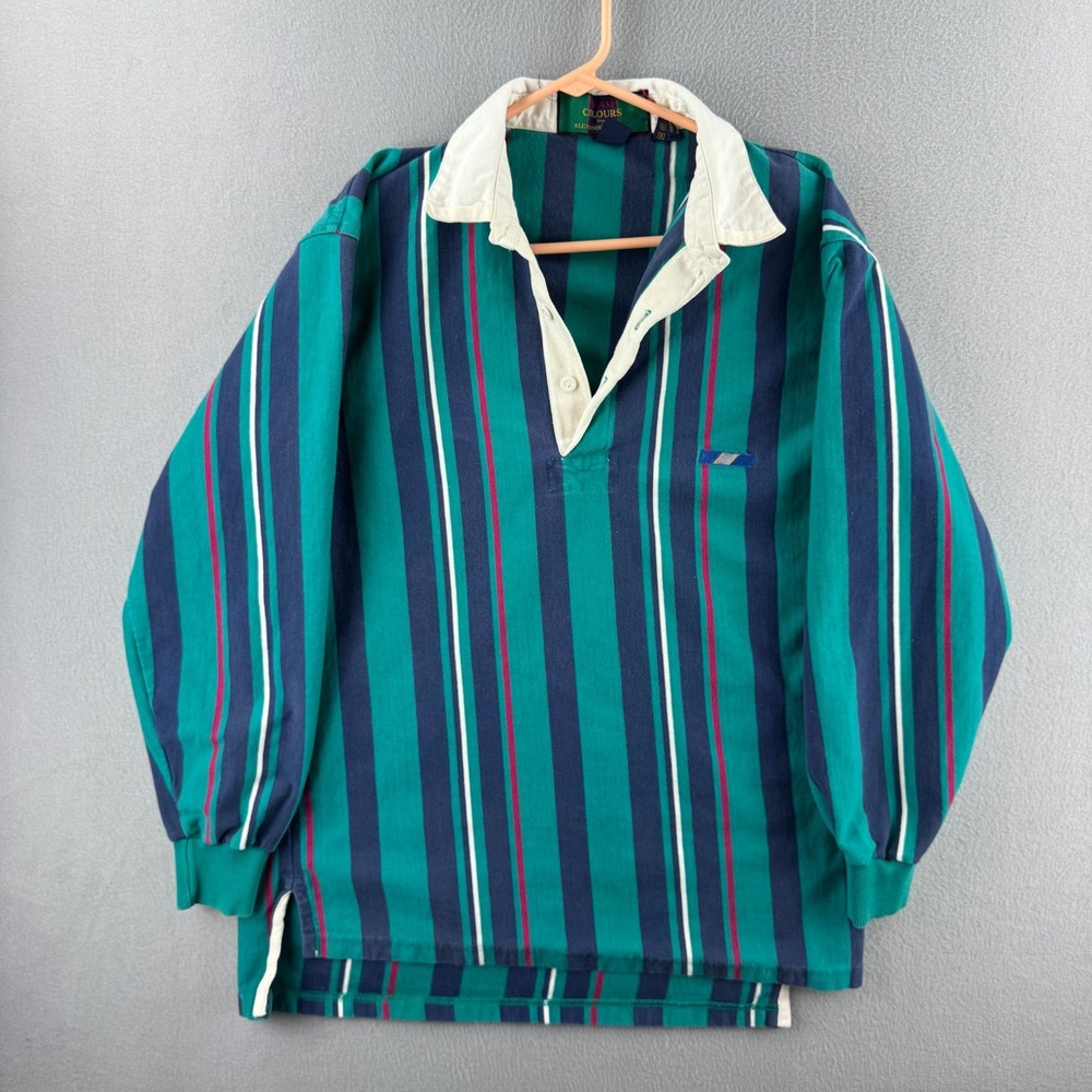 Vintage Colours Alexander Julian Rugby Shirt Mens XL Striped Cotton Polo 90s
